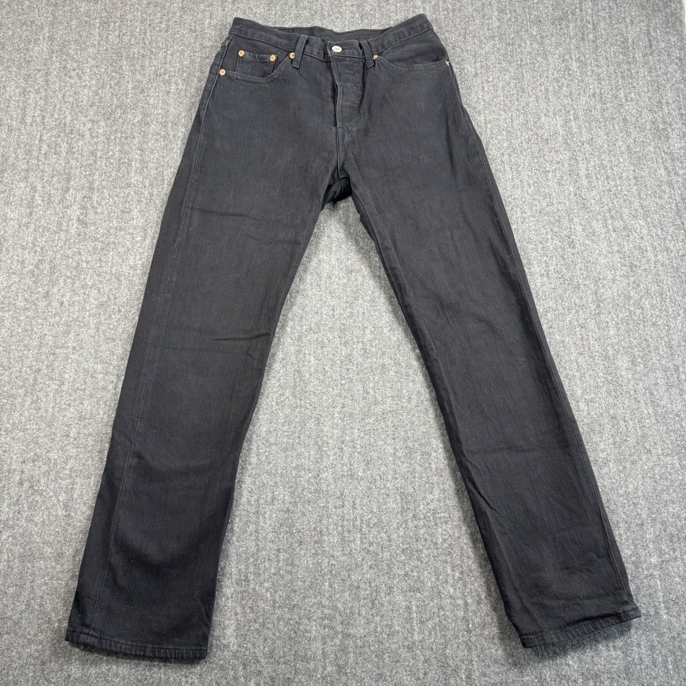 Levi's 501 Big E Women's W26 L28 Black Jeans Straight Leg Button Fly